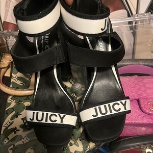 Juicy Couture Black and White Strappy Sandals